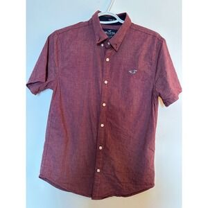 Hollister Epic Flex Button Down Shirt Mens' Size XS Burgundy heather Preppy